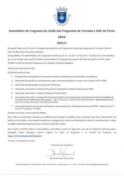 Assembleia de Freguesia em Situa&ccedil;&atilde;o Pand&eacute;mica de Calamidade