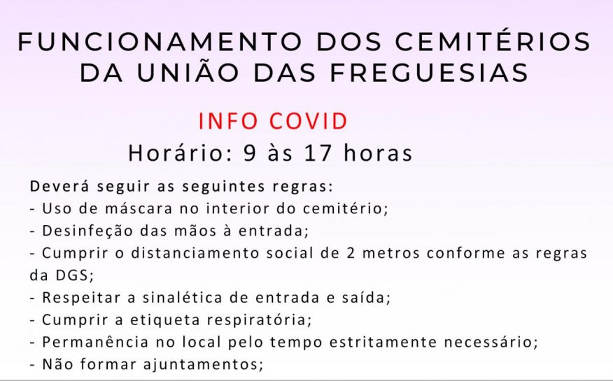 Hor&aacute;rio de funcionamento dos cemit&eacute;rios