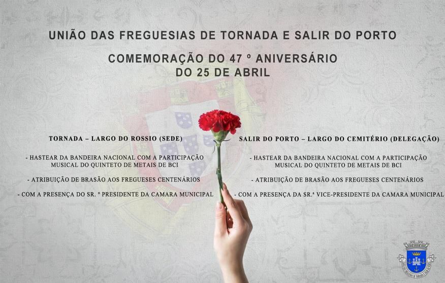 Programa da Comemora&ccedil;&atilde;o do 47&ordm; Anivers&aacute;rio do 25 de Abril.